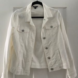 White stretch jean jacket size medium